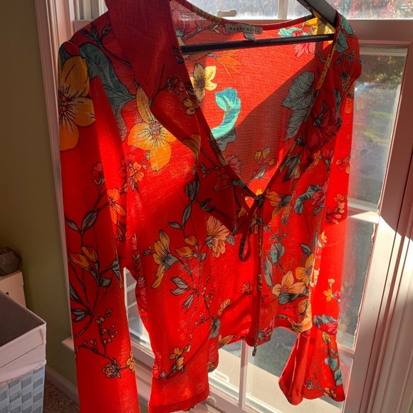 Orange Floral Blouse - Picture 3 of 5